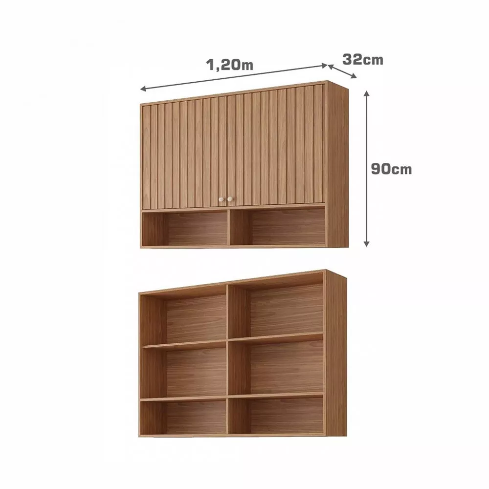 Image 1 of 2 of Armário Aéreo Ripado 2 Portas 120cm em MDF Diva MGM Móveis