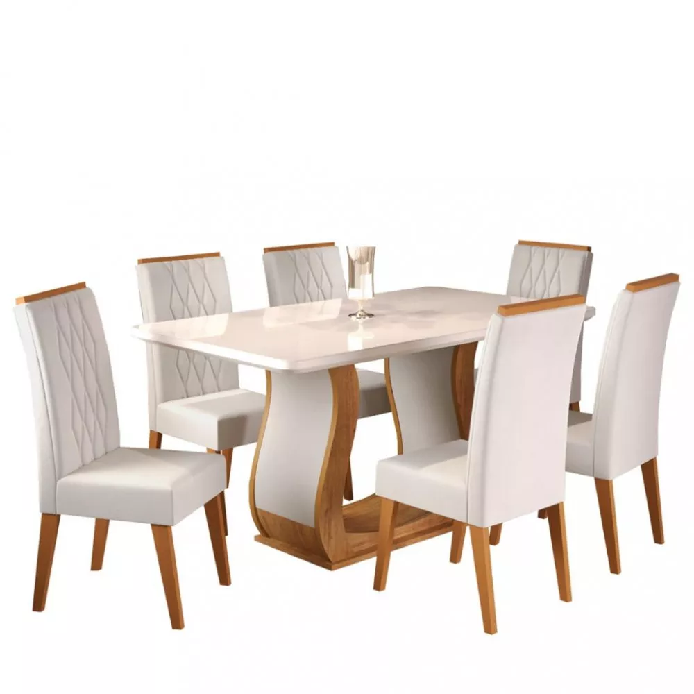 Image 1 of 4 of Conjunto Sala de Jantar Mesa Shakira 6 Cadeiras Cristal Viero
