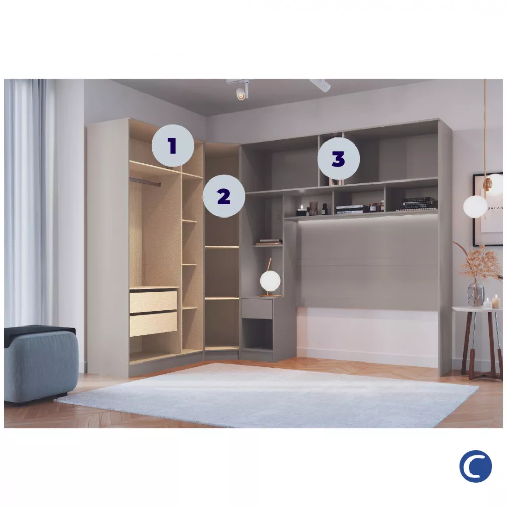 Image 2 of 17 of Quarto Modulado Móveis Castro 3 Peças