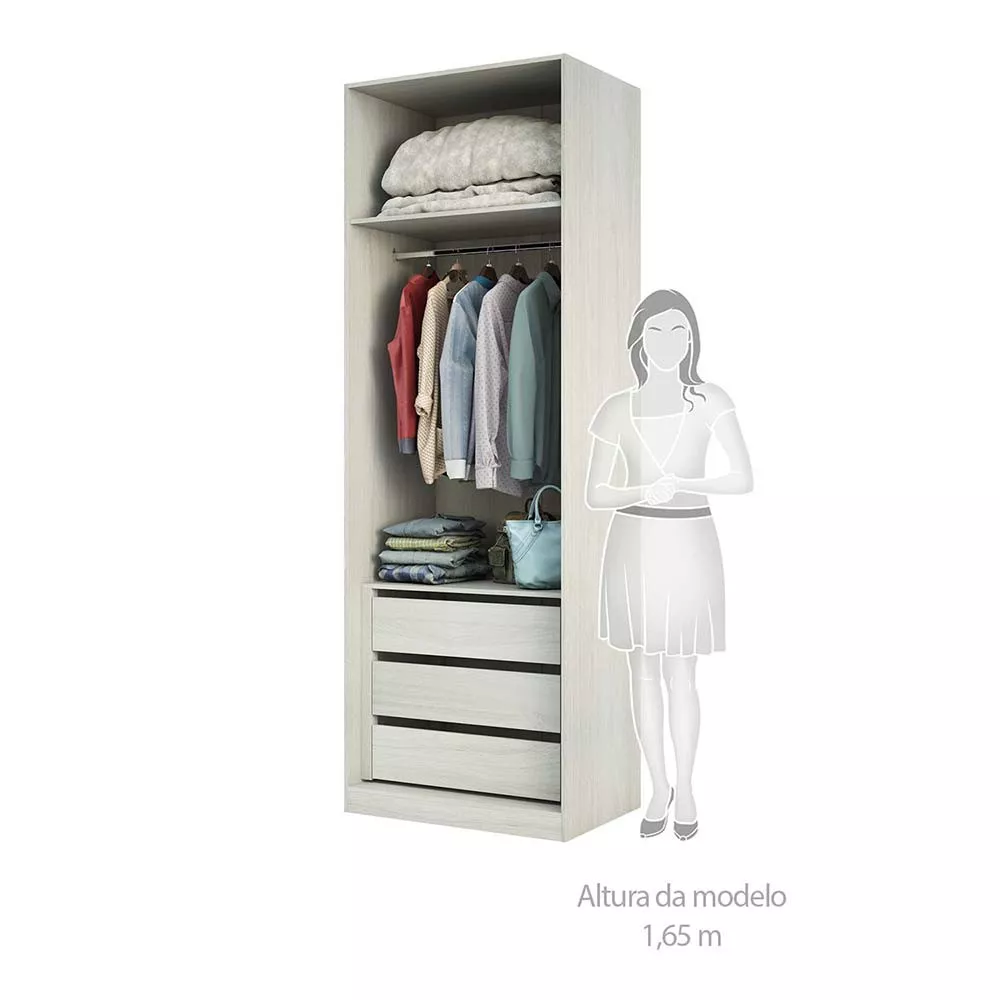 Image 2 of 6 of Guarda Roupas de Canto Closet Aberto 4 Módulos com 3 Gavetas 4 Cabideiros Prime Luciane Móveis