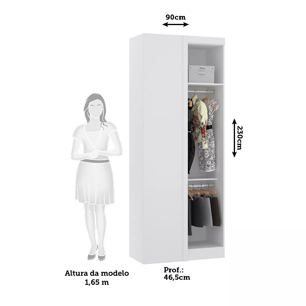 Image 1 of 5 of Guarda Roupa de Canto Reto Modulado 90cm 1 Porta Alpes Luciane Móveis