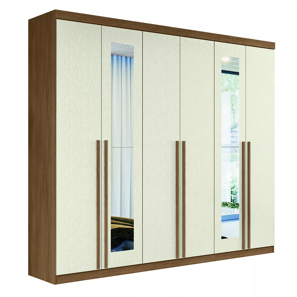 Image 1 of 8 of Guarda Roupa Casal 6 Portas com Espelho Versalhes Gold Santos Andirá