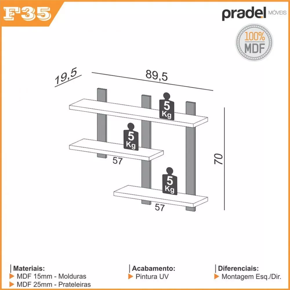 Image 2 of 4 of Nicho Pradel Industrial 3 Prateleiras