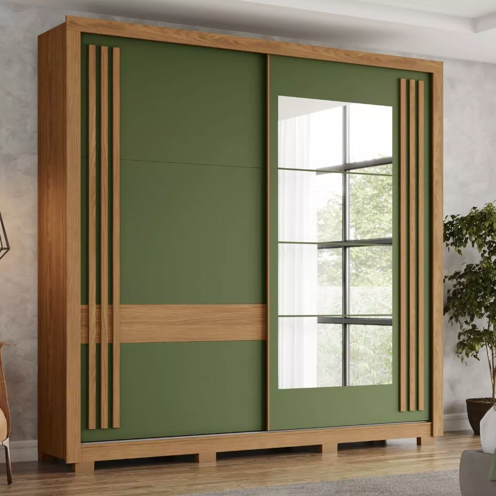 Image 0 of 8 of Guarda Roupa casal 2 portas de correr com Espelho Henn Flex