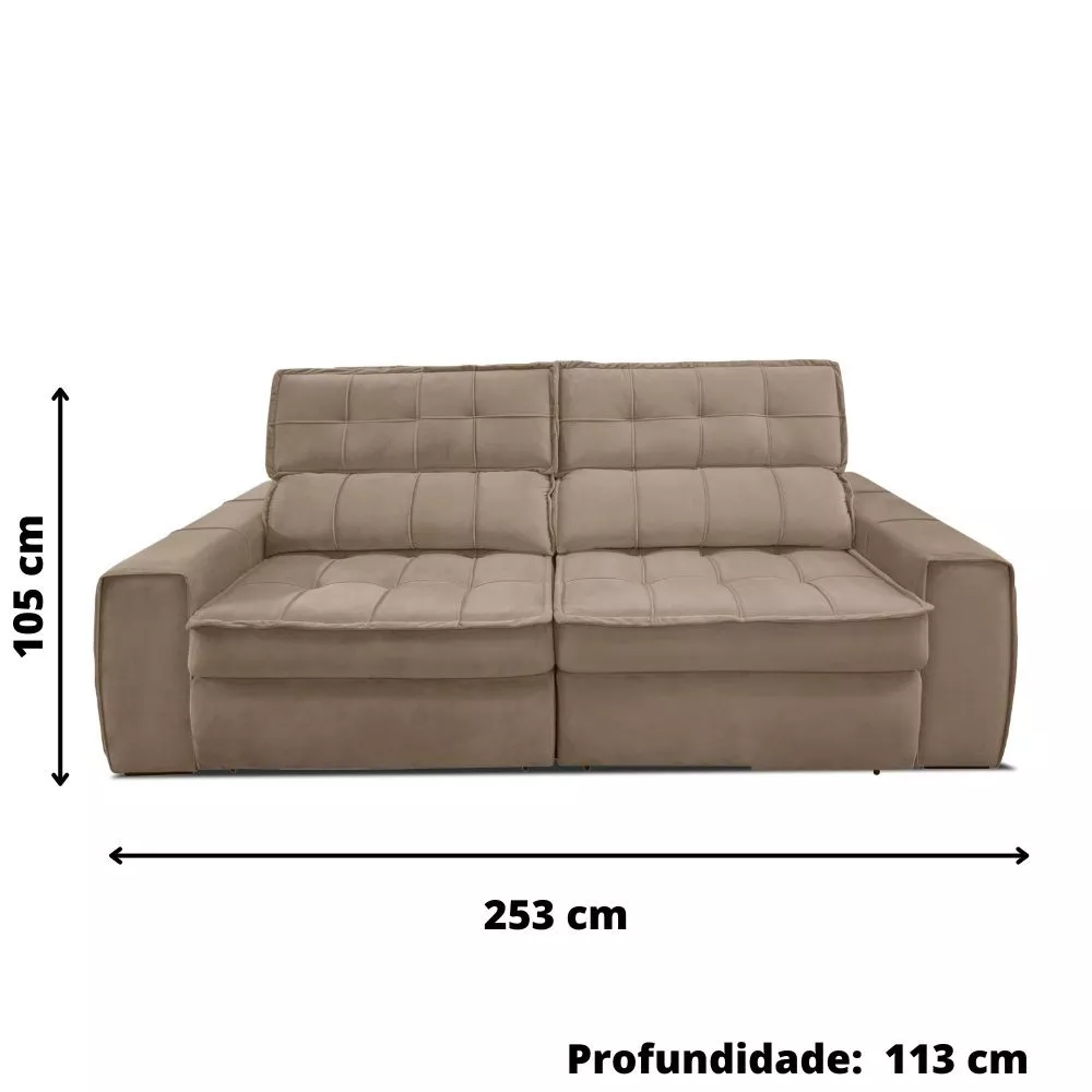 Image 2 of 4 of Sofá 254 cm 3 Lugares Retrátil Reclinável Matielo América