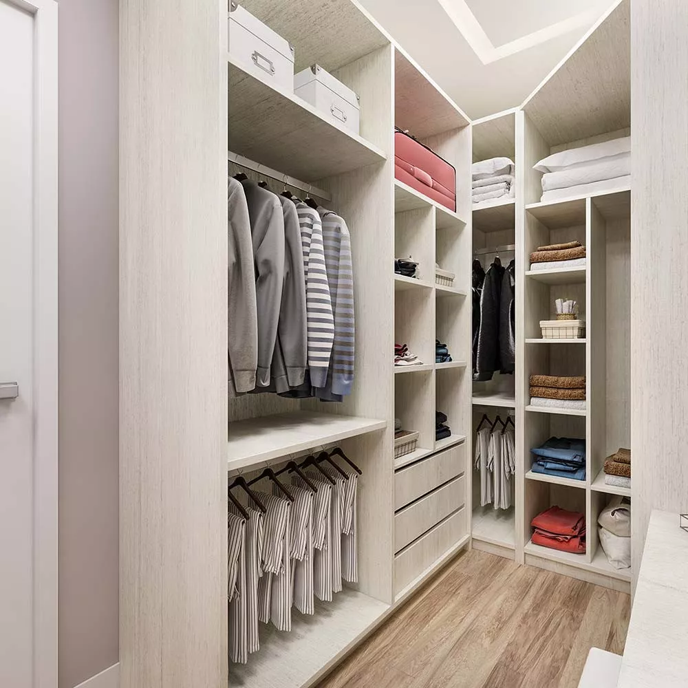 Image 0 of 5 of Guarda Roupa de Canto Closet 3 Módulos sem Portas 5 Cabideiros e 6 Gavetas Prime Luciane Móveis