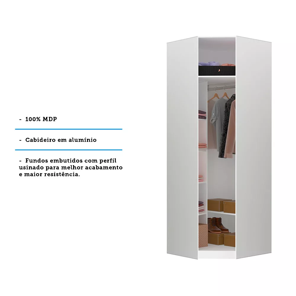 Image 2 of 3 of Guarda Roupa Closet Aberto Canto Diagonal 5 Prateleiras 1 Cabideiro 83,8cm Prime Luciane Móveis