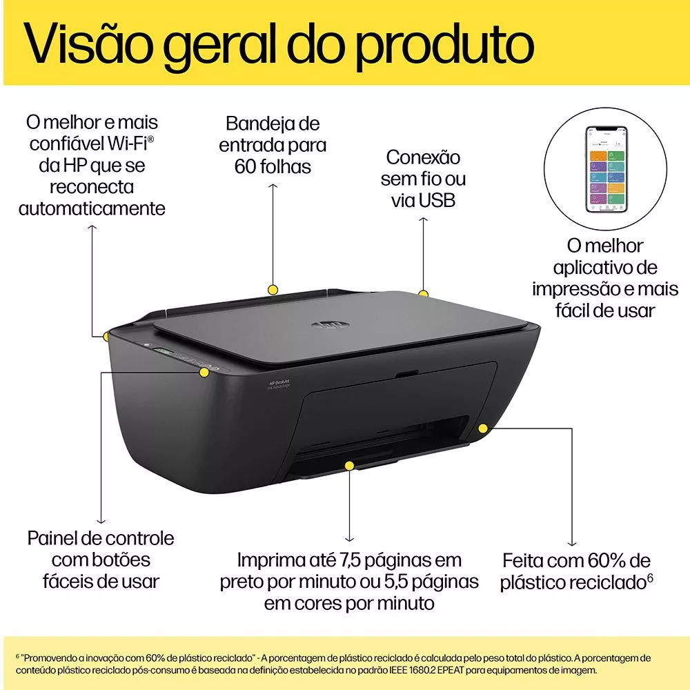 Image 2 of 3 of Impressora Hp Multifuncional Ink Advantage 2874 265173 Deskjet