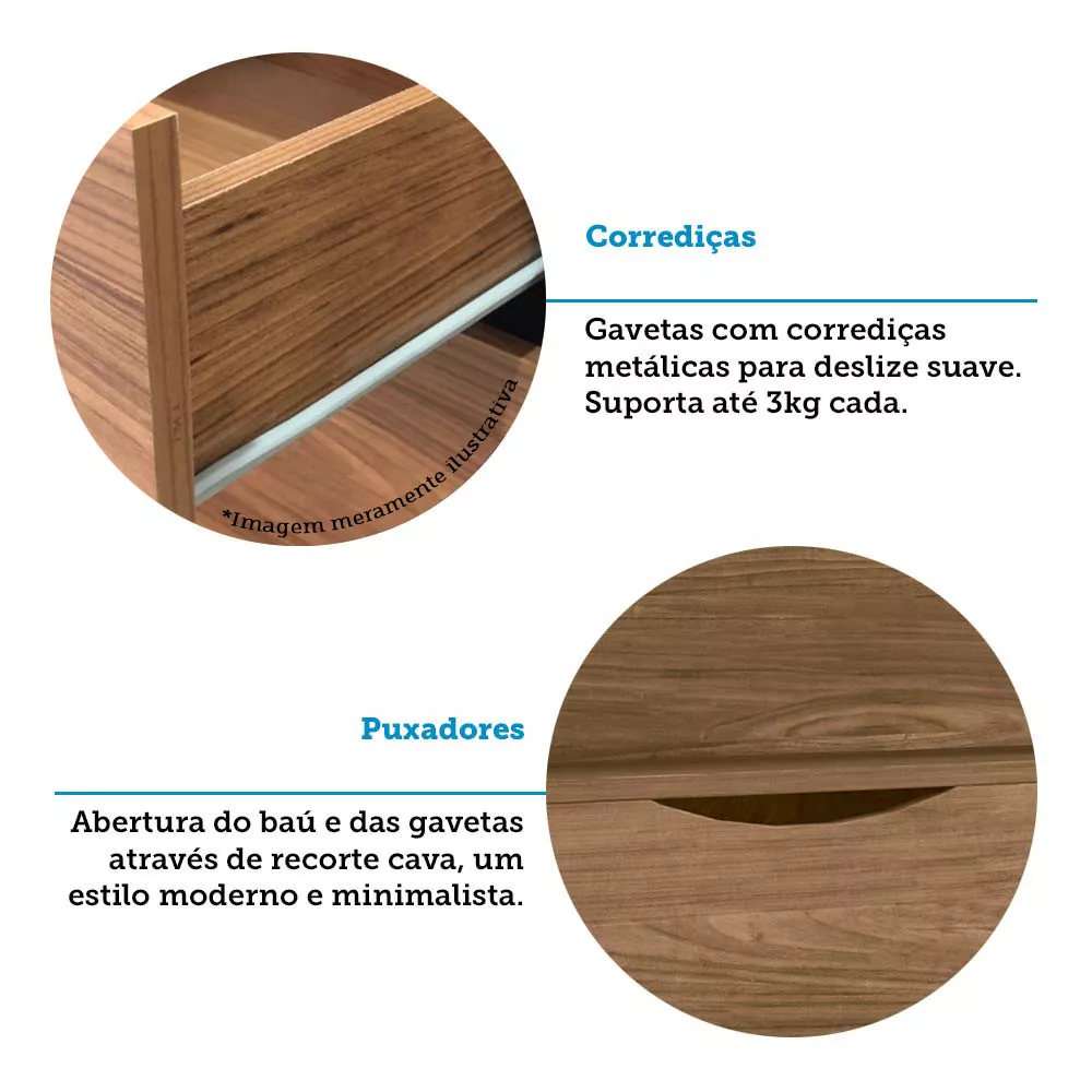 Image 7 of 9 of Cama de Solteiro com 2 Gavetas e Baú Invicta Santos Andirá