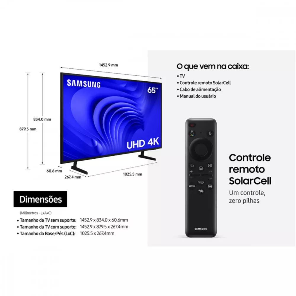 Image 9 of 10 of Samsung Smart TV 65 UHD 4K 65DU7700 Processador Crystal 4K Gaming Hub Processador Crystal