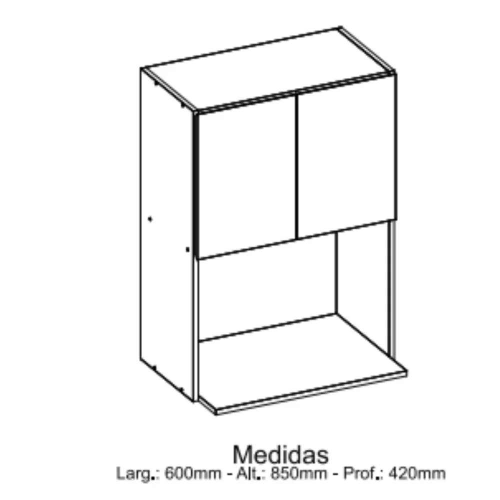 Image 2 of 4 of Armário Aéreo Slim 2 portas com nicho para Micro Luciane 60cm