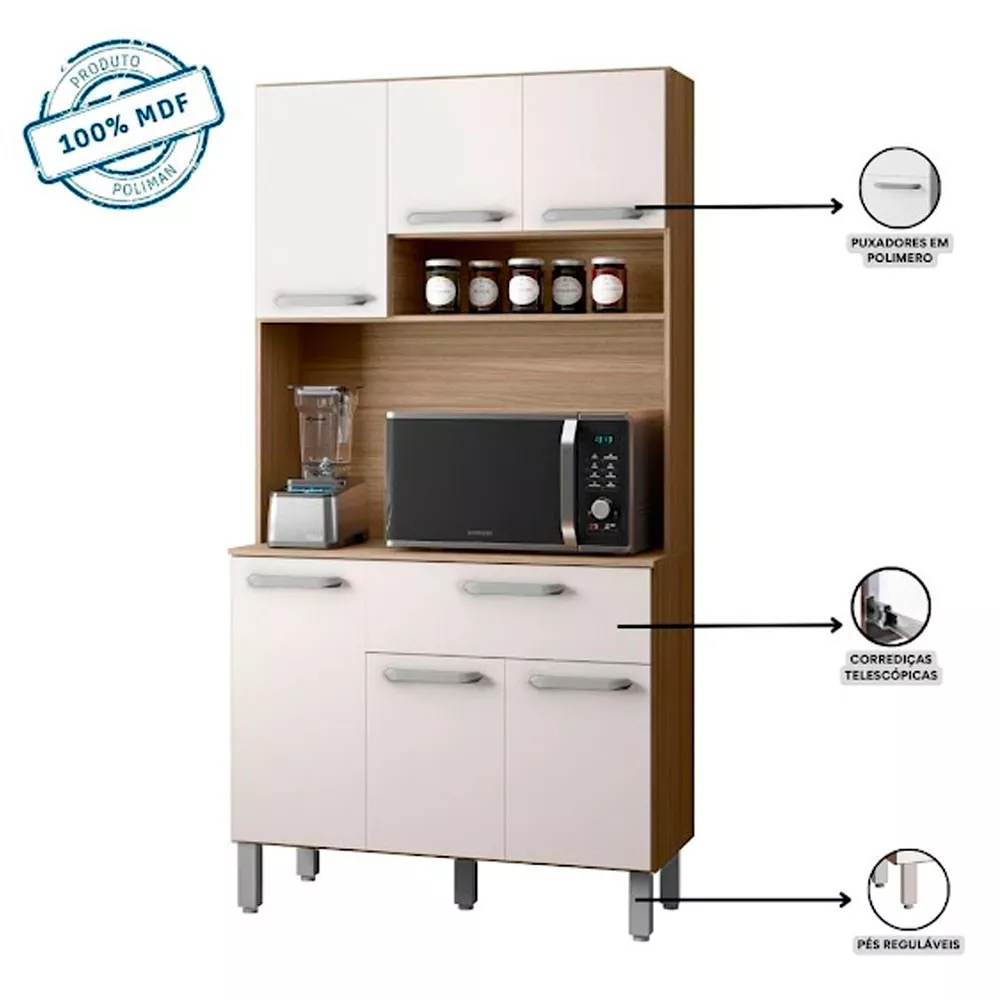 Image 3 of 4 of Kit Cozinha 6 Portas 1 Gaveta em MDF Sofia Poliman Móveis