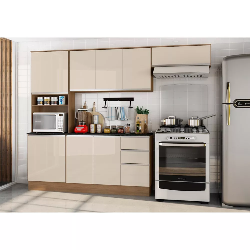 Image 4 of 5 of Cozinha Compacta Paneleiro e Aéreo 260 cm Paris Poliman