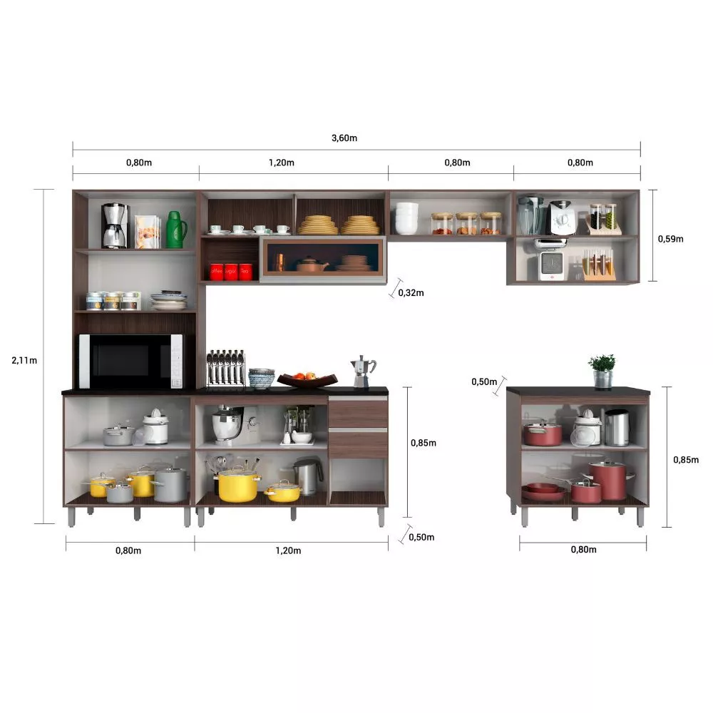 Image 4 of 5 of Cozinha Modulada 6 Peças 14 Portas 2 Gavetas Com Torre Quente Evidence