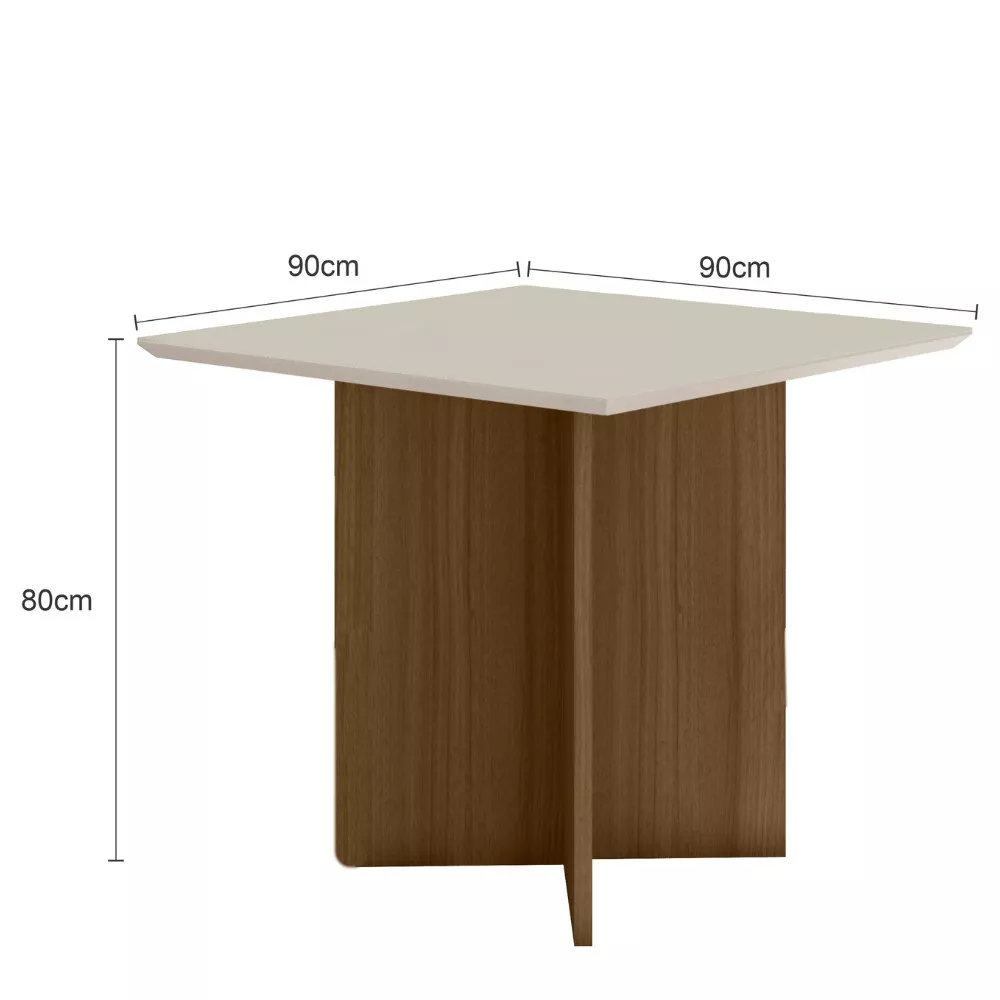 Image 1 of 2 of Mesa de Jantar Retangular Tampo Chanfrado sem vidro 90cm Helô Poliman Móveis