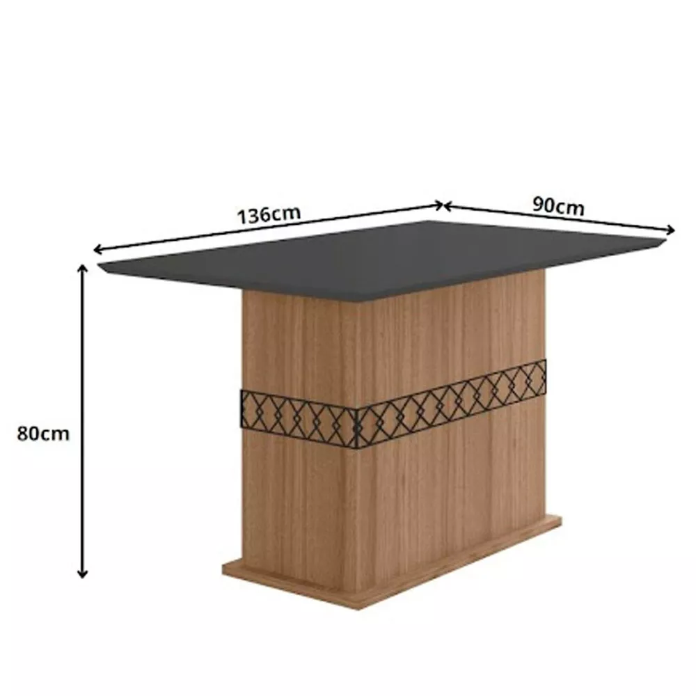 Image 3 of 7 of Conjunto Sala de Jantar Mesa com Tampo Chanfrado Agata 4 Cadeiras Estofadas Jade Poliman