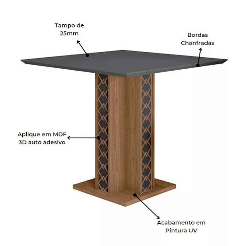 Image 2 of 7 of Conjunto Sala de Jantar Mesa com Tampo Chanfrado Isis 4 Cadeiras Estofadas Jade Poliman