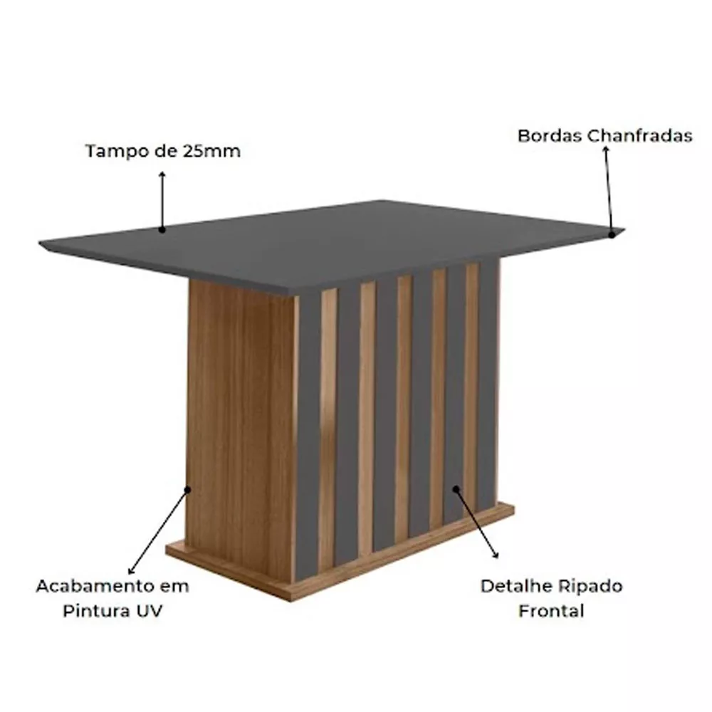 Image 2 of 7 of Conjunto Sala de Jantar Mesa com Tampo Chanfrado Amalia 4 Cadeiras Estofadas Jade Poliman
