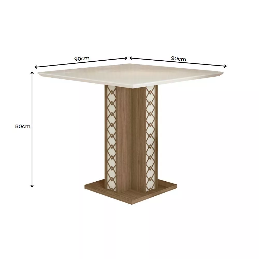 Image 4 of 11 of Conjunto Sala de Jantar Quadrada Mesa Isis 90cm e 04 Cadeiras Josi Poliman Móveis