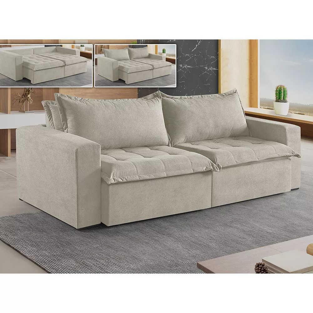 Image 1 of 5 of Sofá Cama 2 Lugares Retrátil e Reclinável Linho M-184 Martins