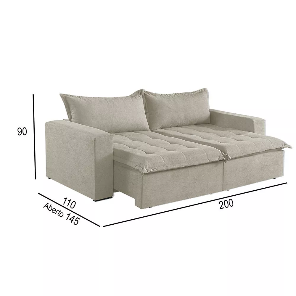 Image 4 of 5 of Sofá Cama 2 Lugares Retrátil e Reclinável Linho M-184 Martins