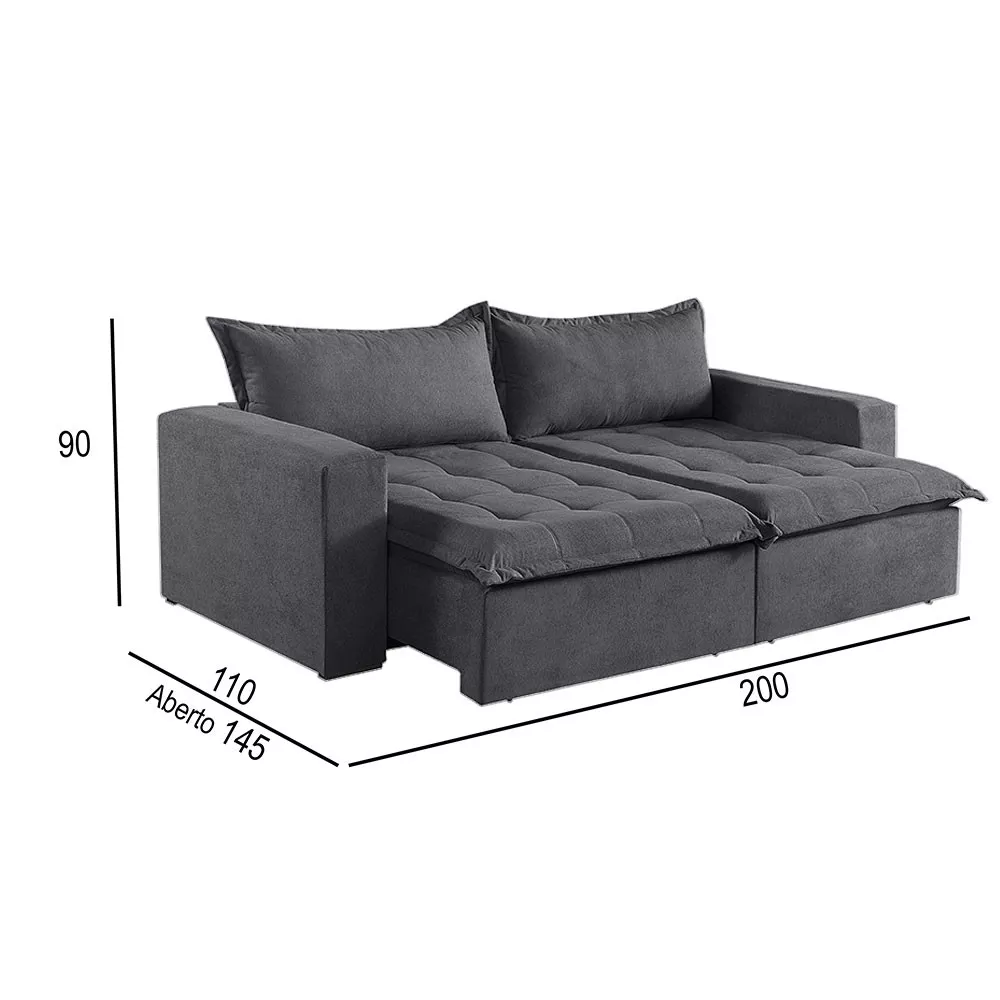 Image 4 of 5 of Sofá Cama 2 Lugares Retrátil e Reclinável M-184 Veludo Martins