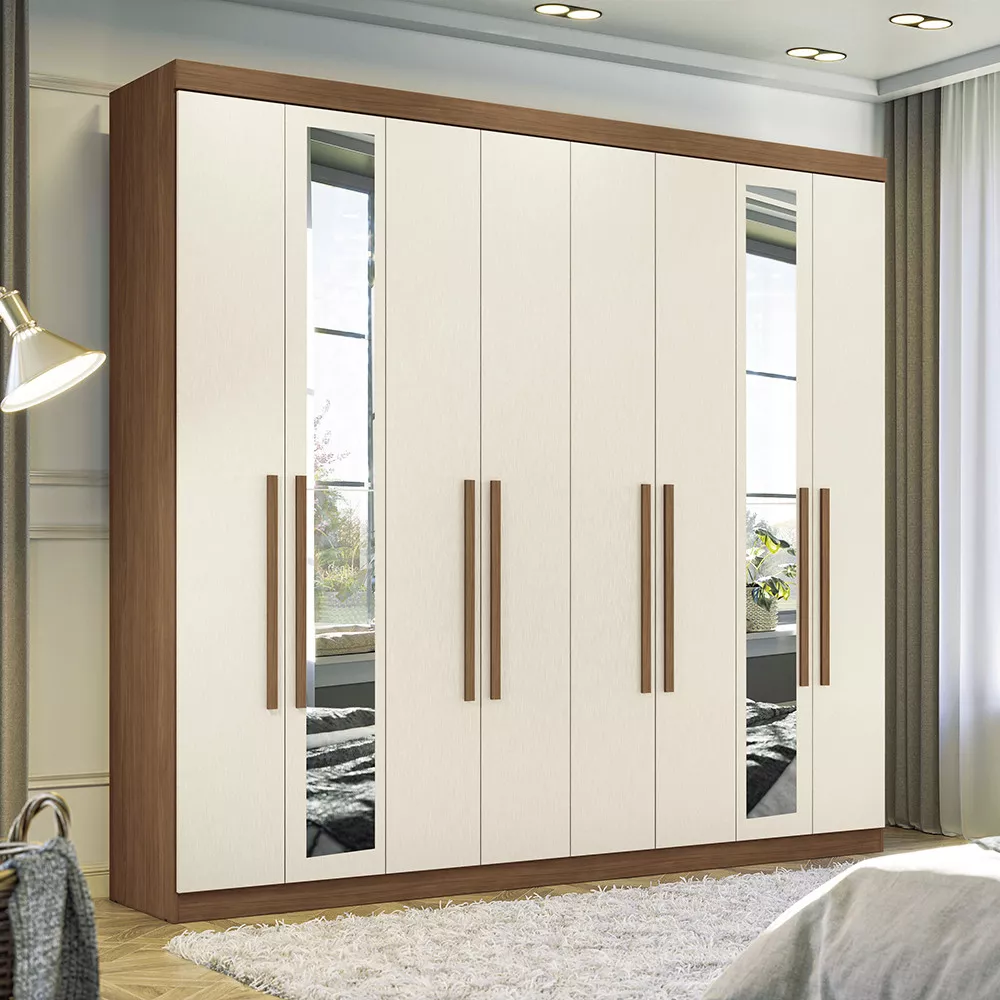 Image 0 of 10 of Guarda Roupa Casal 238cm 8 Portas 4 Gavetas com Espelhos Master New Santos Andirá