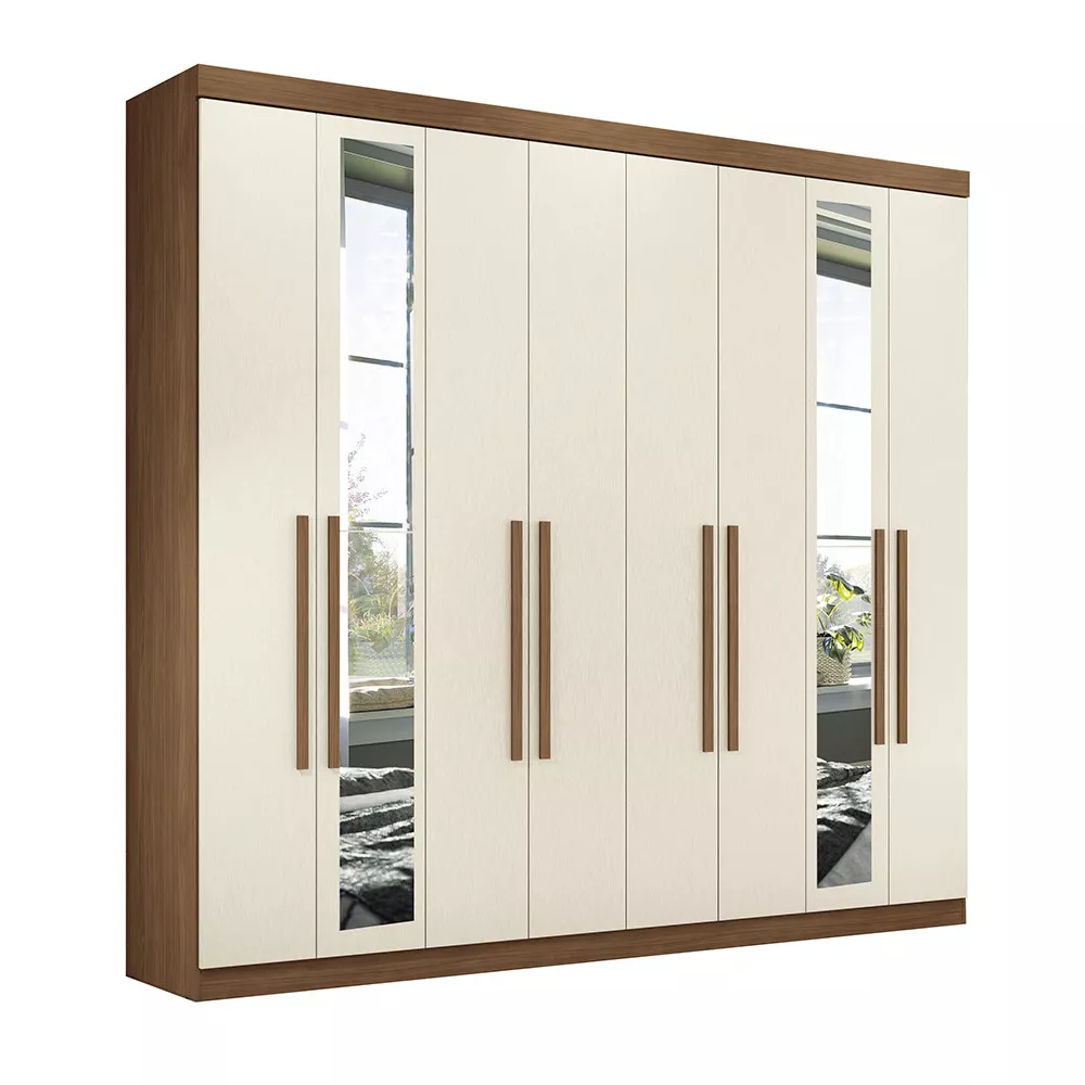 Image 1 of 10 of Guarda Roupa Casal 238cm 8 Portas 4 Gavetas com Espelhos Master New Santos Andirá