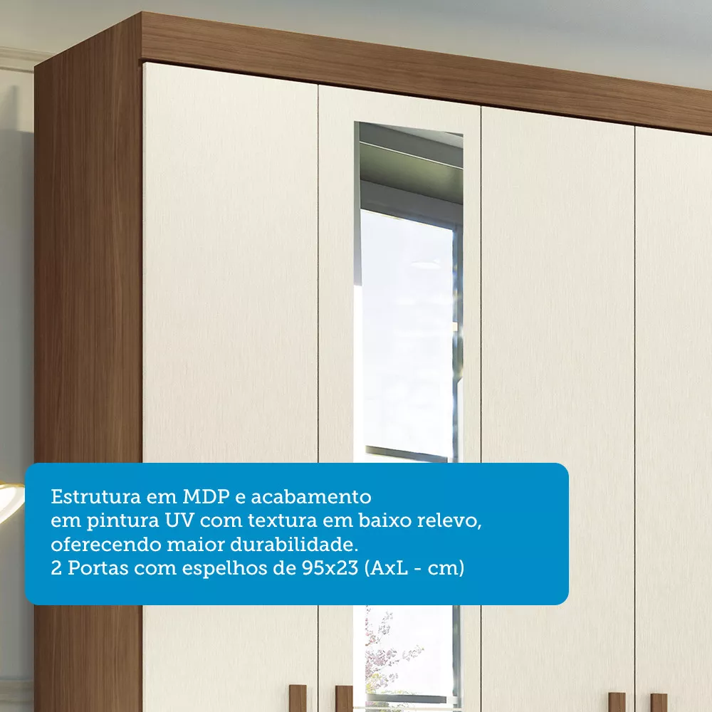 Image 4 of 10 of Guarda Roupa Casal 238cm 8 Portas 4 Gavetas com Espelhos Master New Santos Andirá