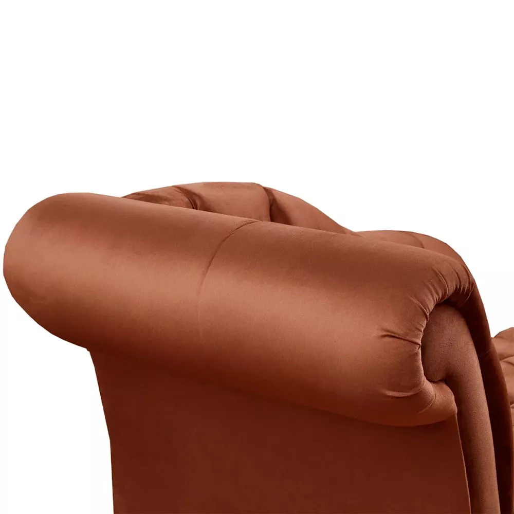 Image 2 of 6 of Chaise Longue Divã Montreal Veludo Marrom Terracota 1,60 - Speciale Home