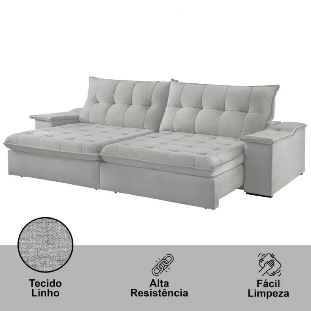 Image 3 of 6 of Sofá Lua Linho 02 Módulos 120 cm B25cm Meu Sofá Online