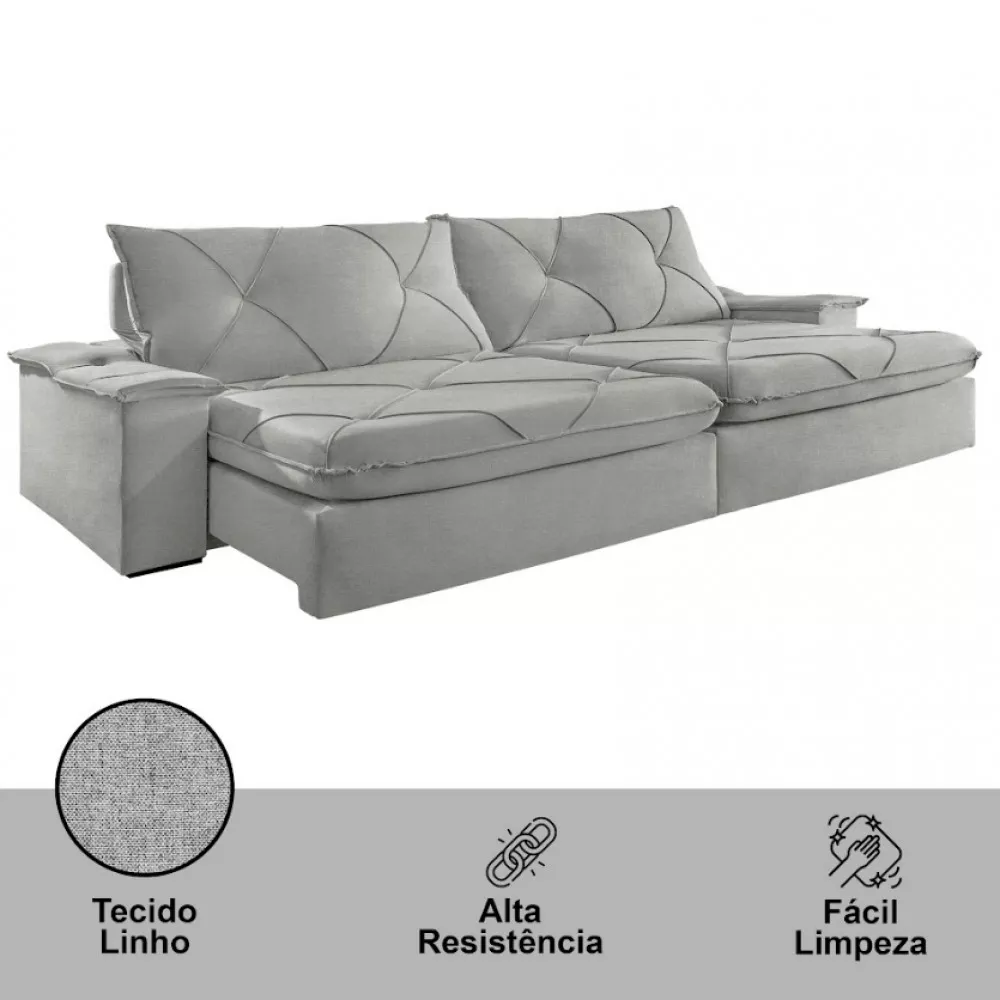Image 3 of 6 of Sofá Apollo Linho 02 Módulos 100 cm B25cm Meu Sofá Online