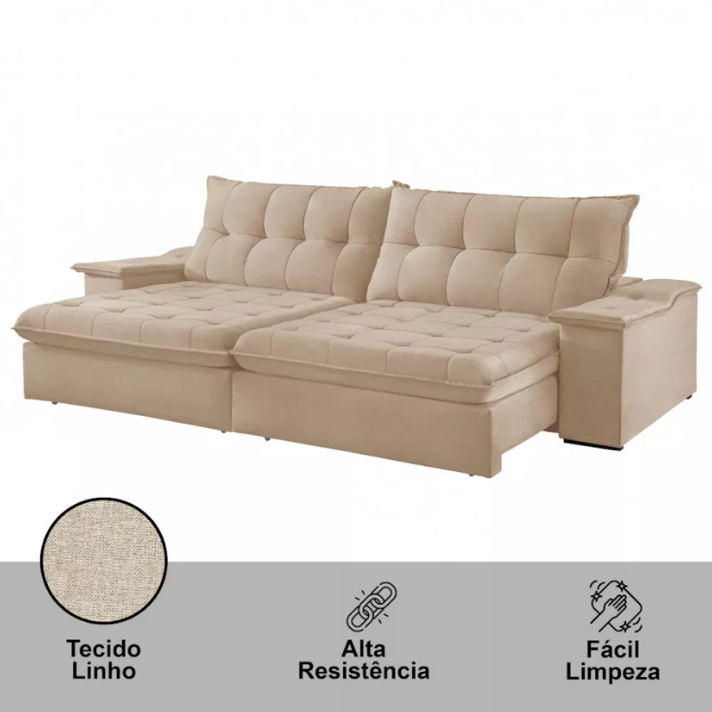Image 3 of 6 of Sofá Lua Linho 02 Módulos 90 cm B25cm Meu Sofá Online