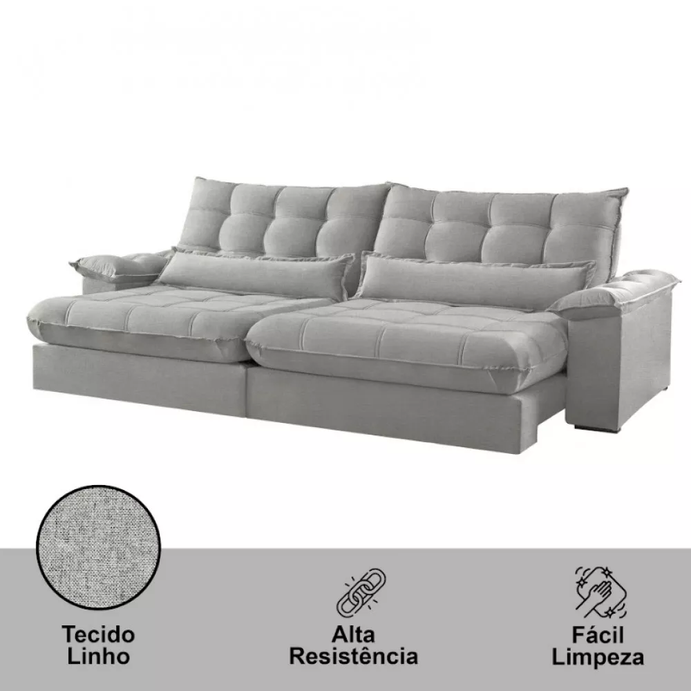 Image 3 of 6 of Sofá Classic Linho 02 Módulos 90 cm B25 cm Meu Sofá Online