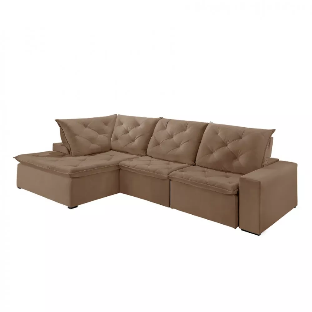 Image 1 of 5 of Sofá Hércules Veludo 2 Módulos 100cm B25cm+Chaise 130cm Meu Sofá Online