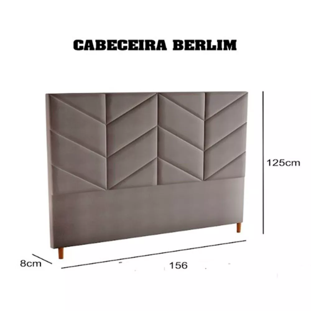 Image 2 of 3 of Cabeceira Berlim Casal Queen 156 cm Suede Meu Sofá Online