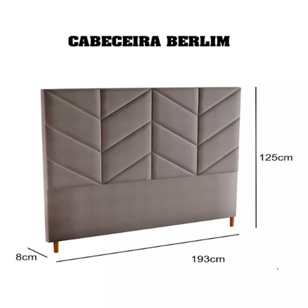 Image 2 of 3 of Cabeceira Berlim Casal King 193 cm Suede Meu Sofá Online