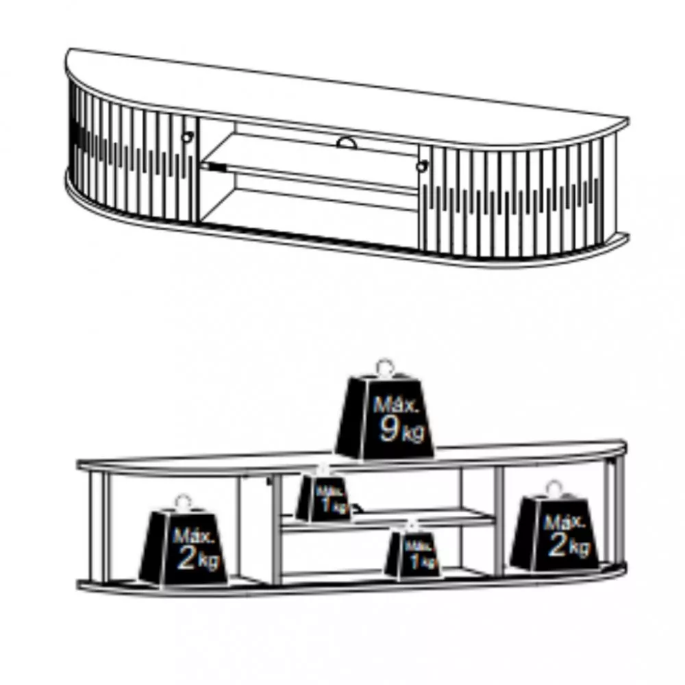 Image 2 of 4 of Rack Suspenso para TV até 60 Polegadas 2 Portas Modena Madetec