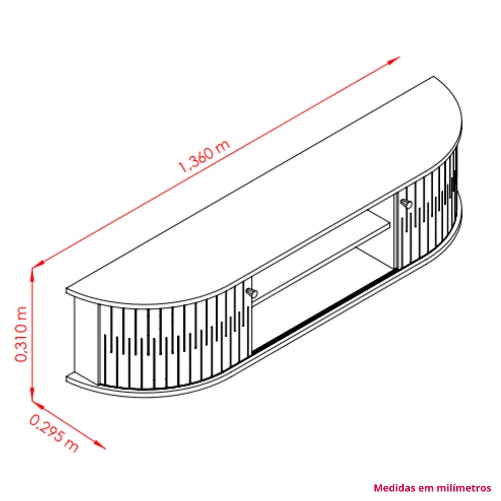 Image 3 of 4 of Rack Suspenso para TV até 60 Polegadas 2 Portas Modena Madetec