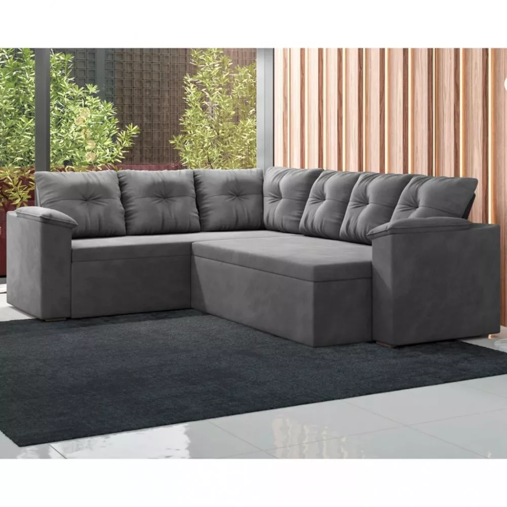 Image 0 of 4 of Sofá de Canto 5 Lugares Retratil Suede Escocia Flash