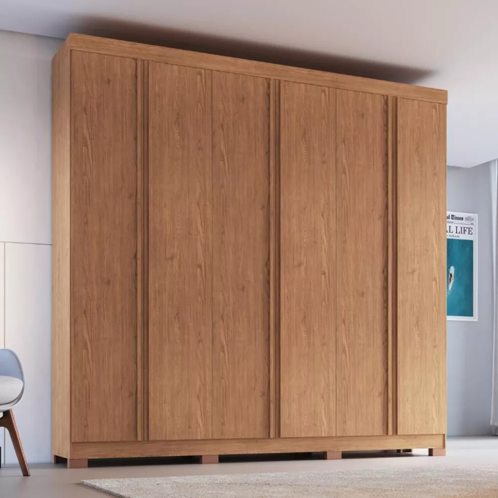 Image 0 of 4 of Guarda Roupa Casal 6 Portas com Pés 100 MDF Eros Móveis Castro