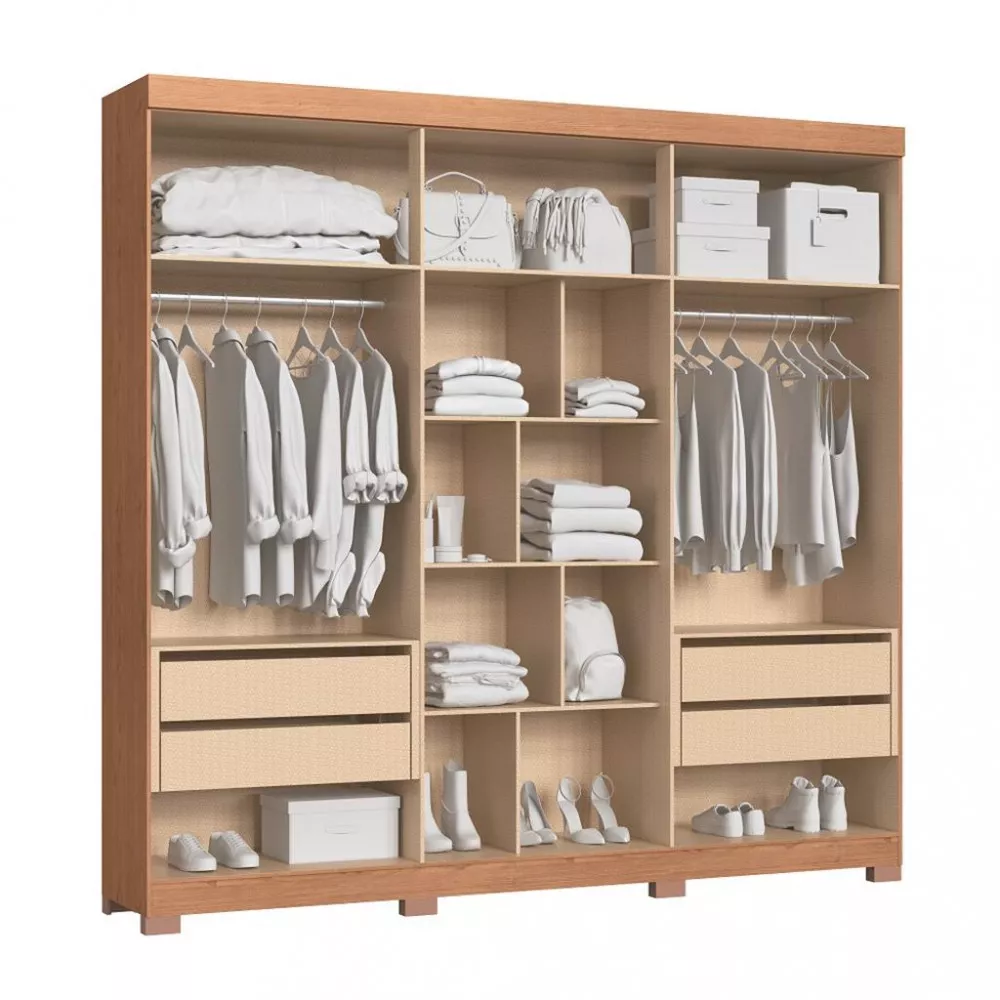 Image 2 of 4 of Guarda Roupa Casal 6 Portas com Pés 100 MDF Eros Móveis Castro