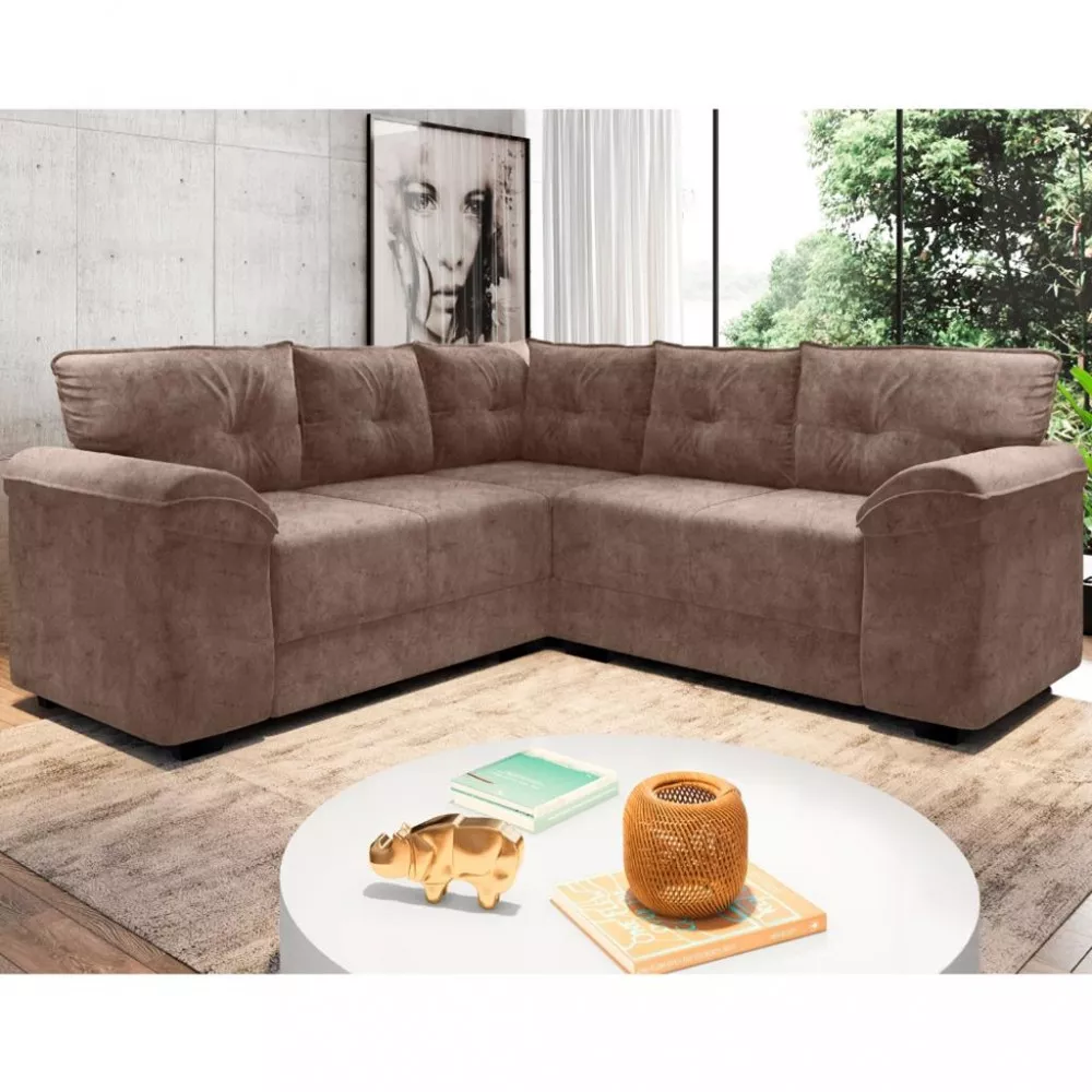 Image 0 of 3 of Sofá de Canto 5 Lugares Suede Irlanda Flash
