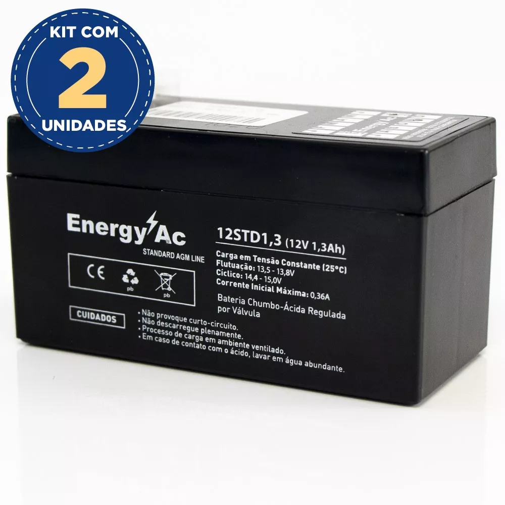 Image 0 of 2 of Kit com 2 Bateria Selada 12v 1,3ah Energy Ac