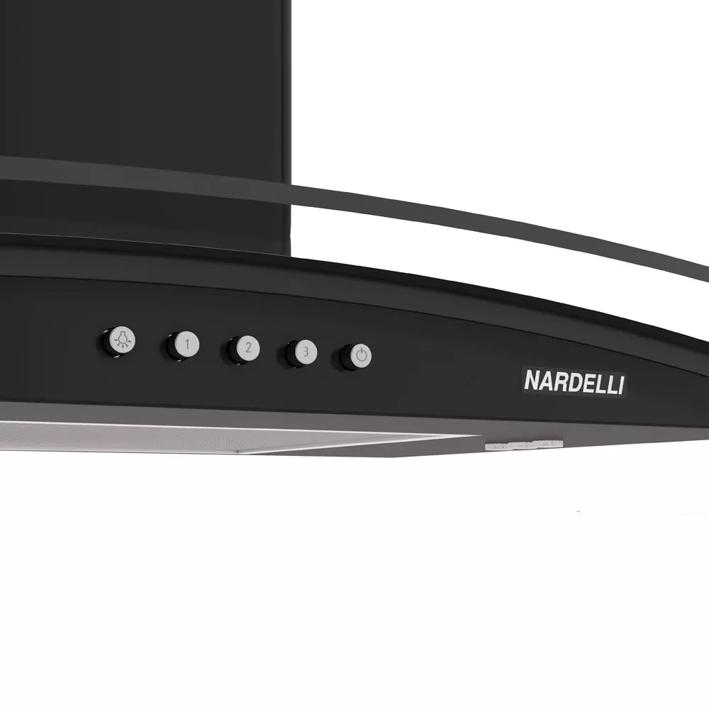 Image 5 of 7 of Coifa Nardelli de Parede Clean Vidro Curvo Black 60cm