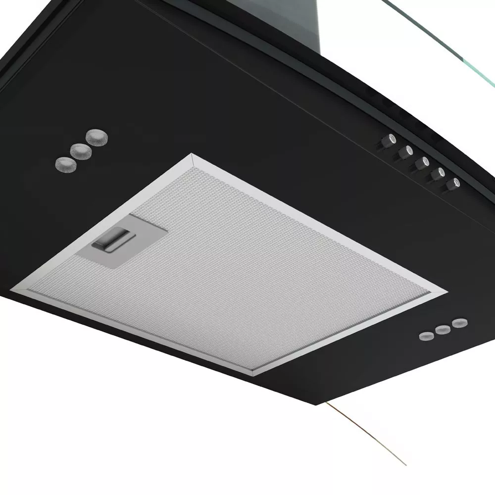 Image 4 of 7 of Coifa Terim de Parede Clean Vidro Curvo Black Kroma 75cm