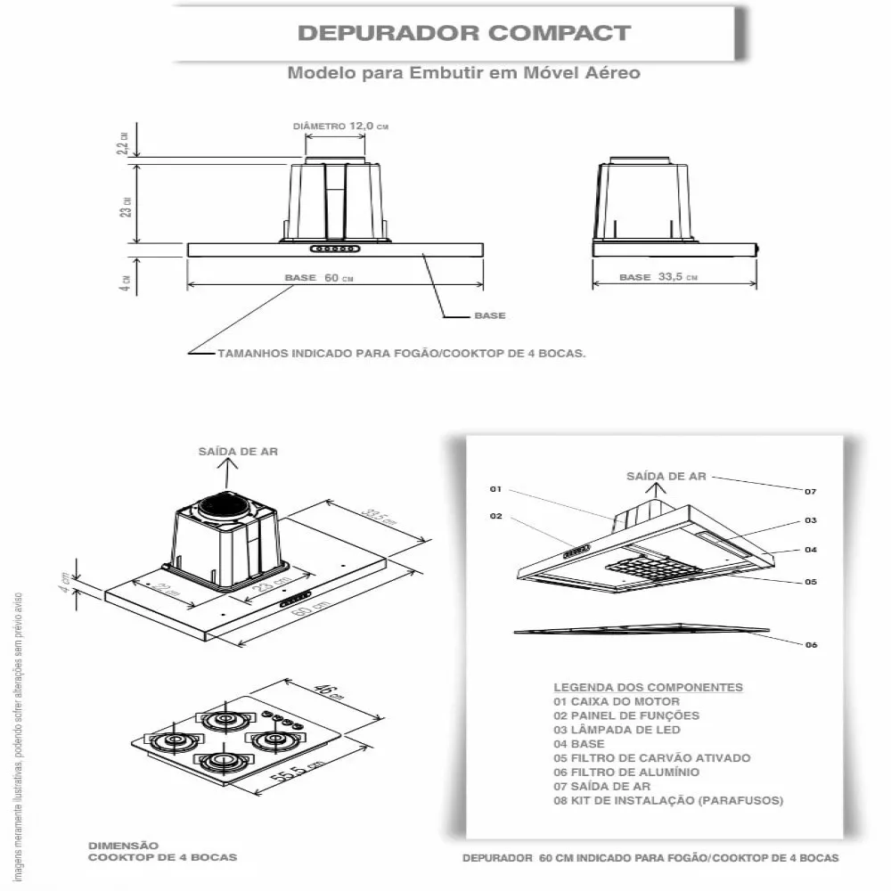 Image 2 of 7 of Depurador Fogatti Compact New Embutir Inox 60 Cm
