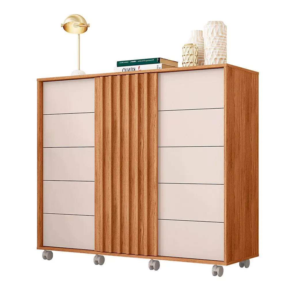 Cômoda Espaçosa Pegasus 2 Portas 5 Gavetas 3 Prateleiras Caemmun