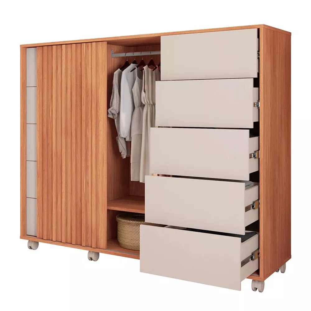 Cômoda Espaçosa Pegasus 2 Portas 5 Gavetas 3 Prateleiras Caemmun