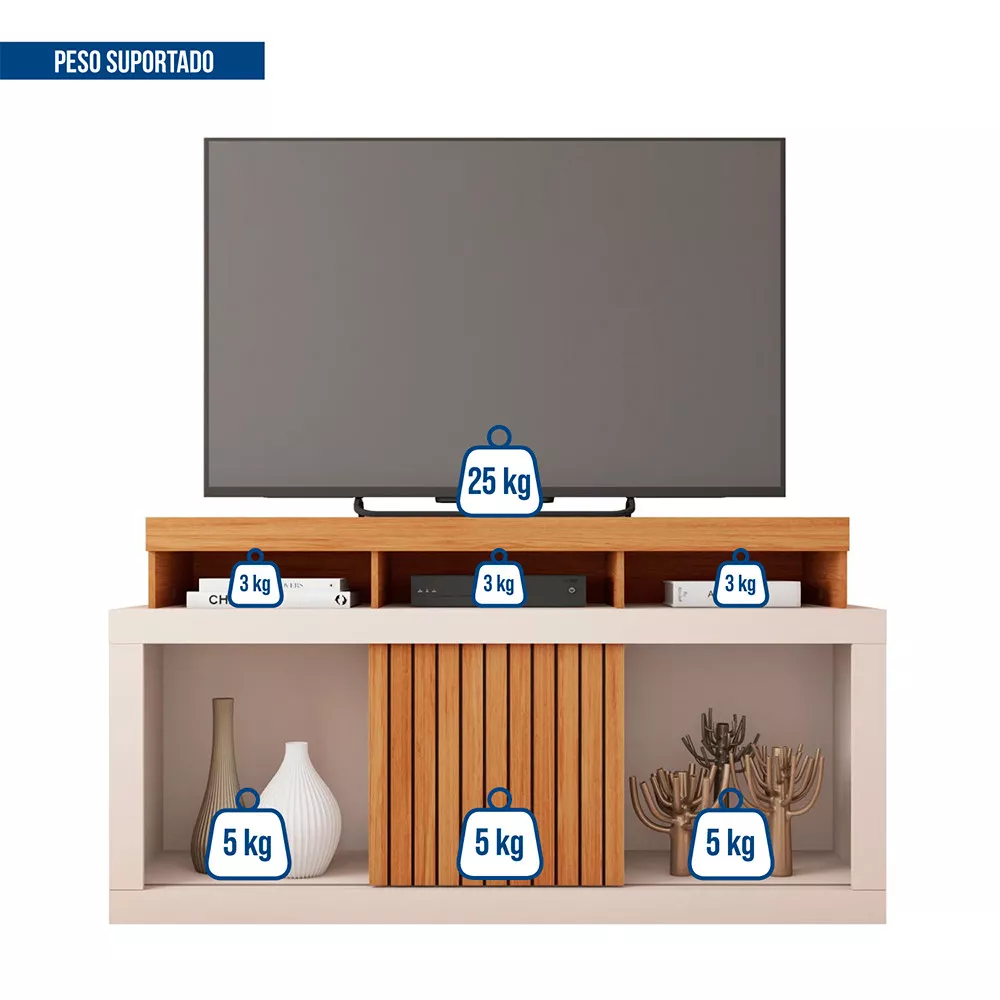 Imagem 8 de 9 de Rack Bancada para Tv até 55 Polegadas 1 Porta Dragon Caemmun
